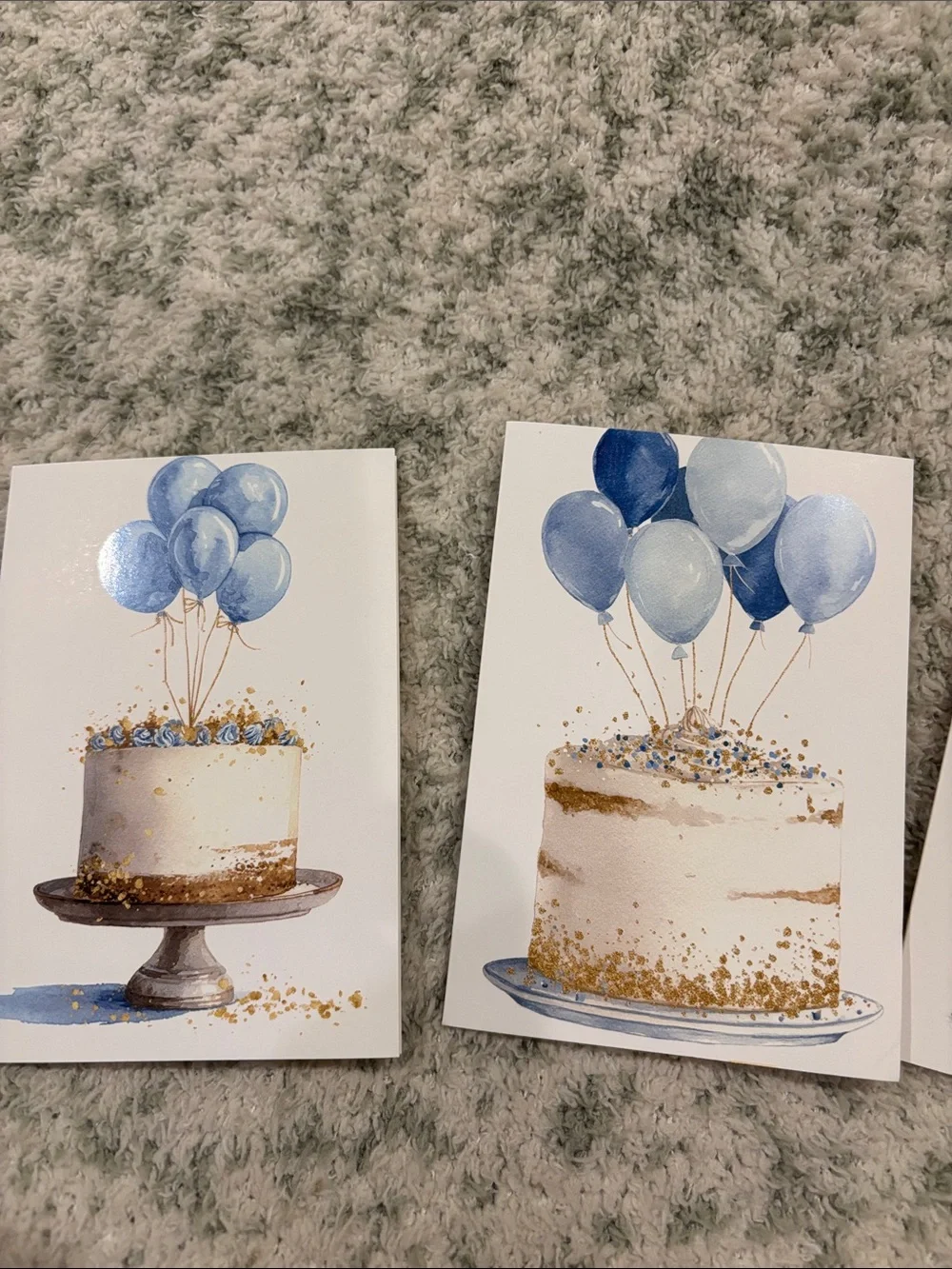 Blue Balloons Celebration Cakes Greeting Cards Set 6 NWT blank inside, variety